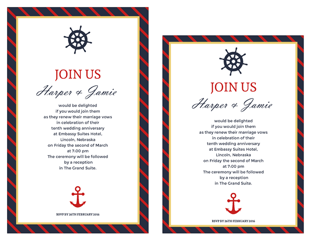 Invitation - Classic Nautical Vow Renewal Invitation