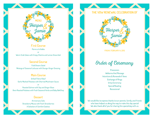 Ceremony Program and Menu