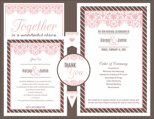 Pink Lace Vow Renewal Invitation Suite