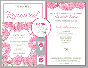 Pink Roses Vow Renewal Invitation Suite