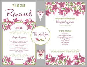 Purple Floral Design Vow Renewal Invitation Suite