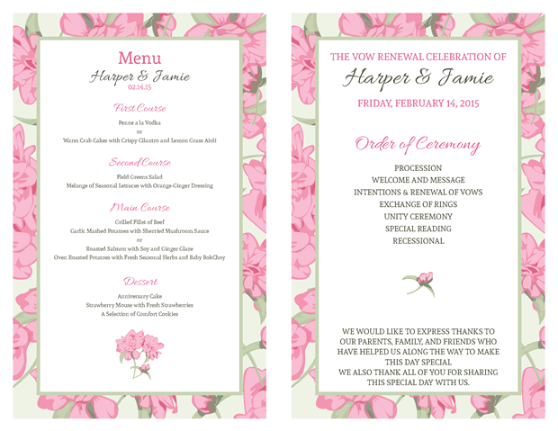 Ceremony Program and Menu