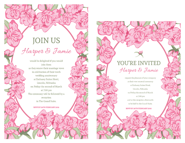 Invitations - Pink Roses