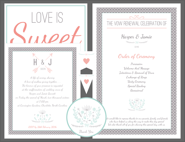 Download the Simply Sweet Vow Renewal Invitation Suite