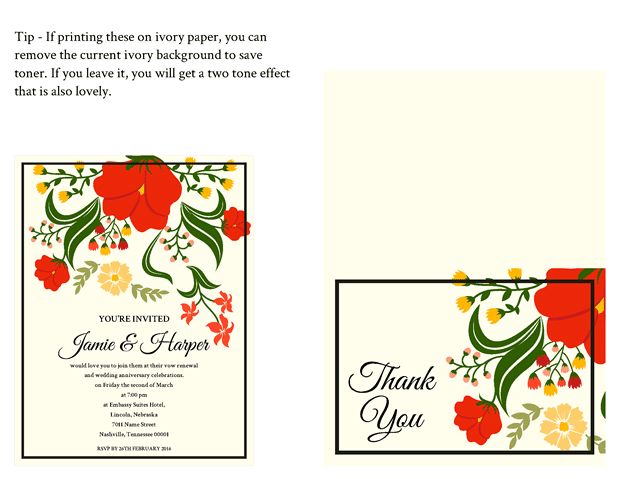 Small invitation and thank you note