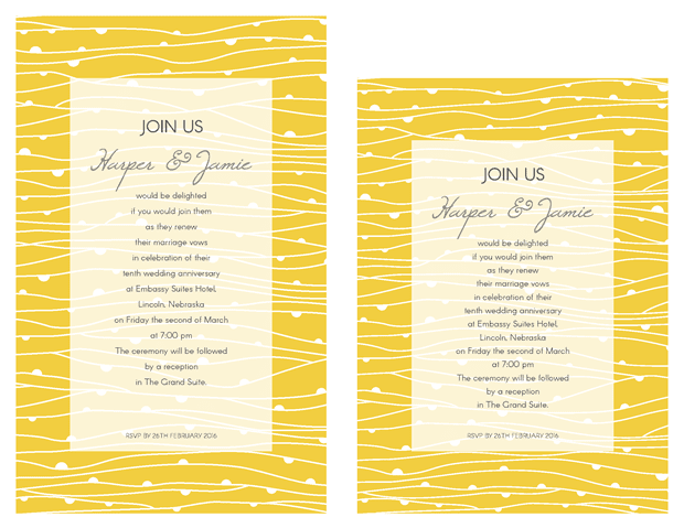 Invitation - Contemporary Yellow Lines Vow Renewal Invitation Suite