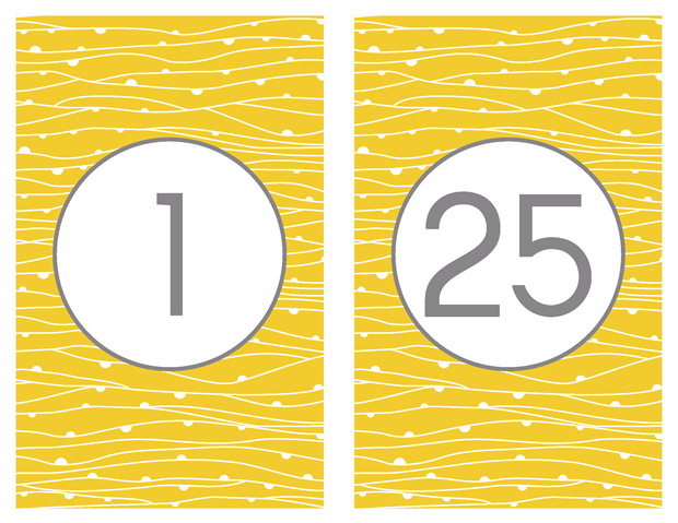 Table Numbers - Contemporary Yellow and Gray Theme