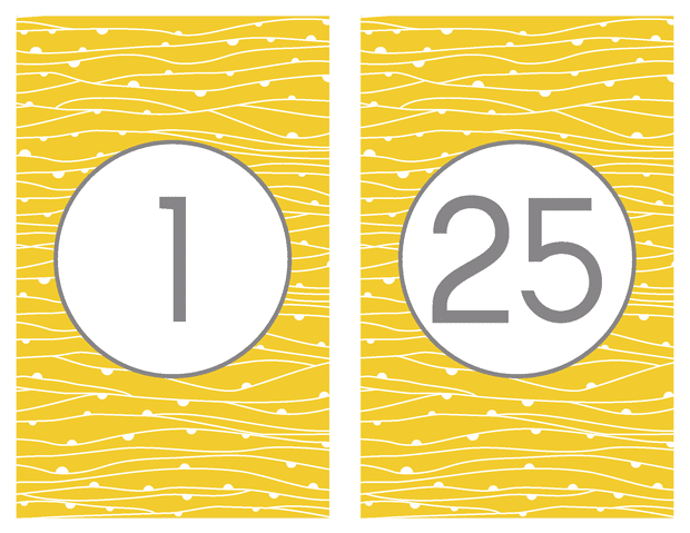 Table Numbers - Contemporary Yellow and Gray Theme