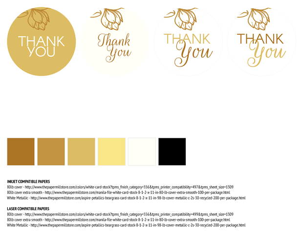 Favor Labels - Gold Floral Vow Renewal Invitation Suite