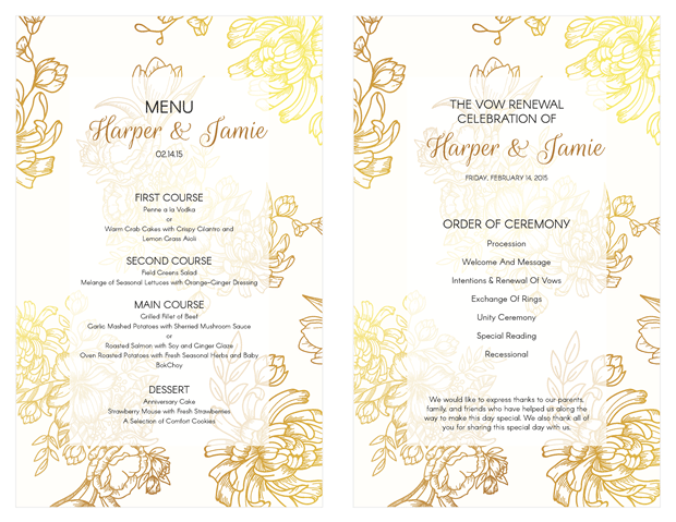 Ceremony Program and Menu