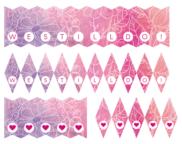 Mini Cake Banners - Pink and Purple Watercolor Sketch