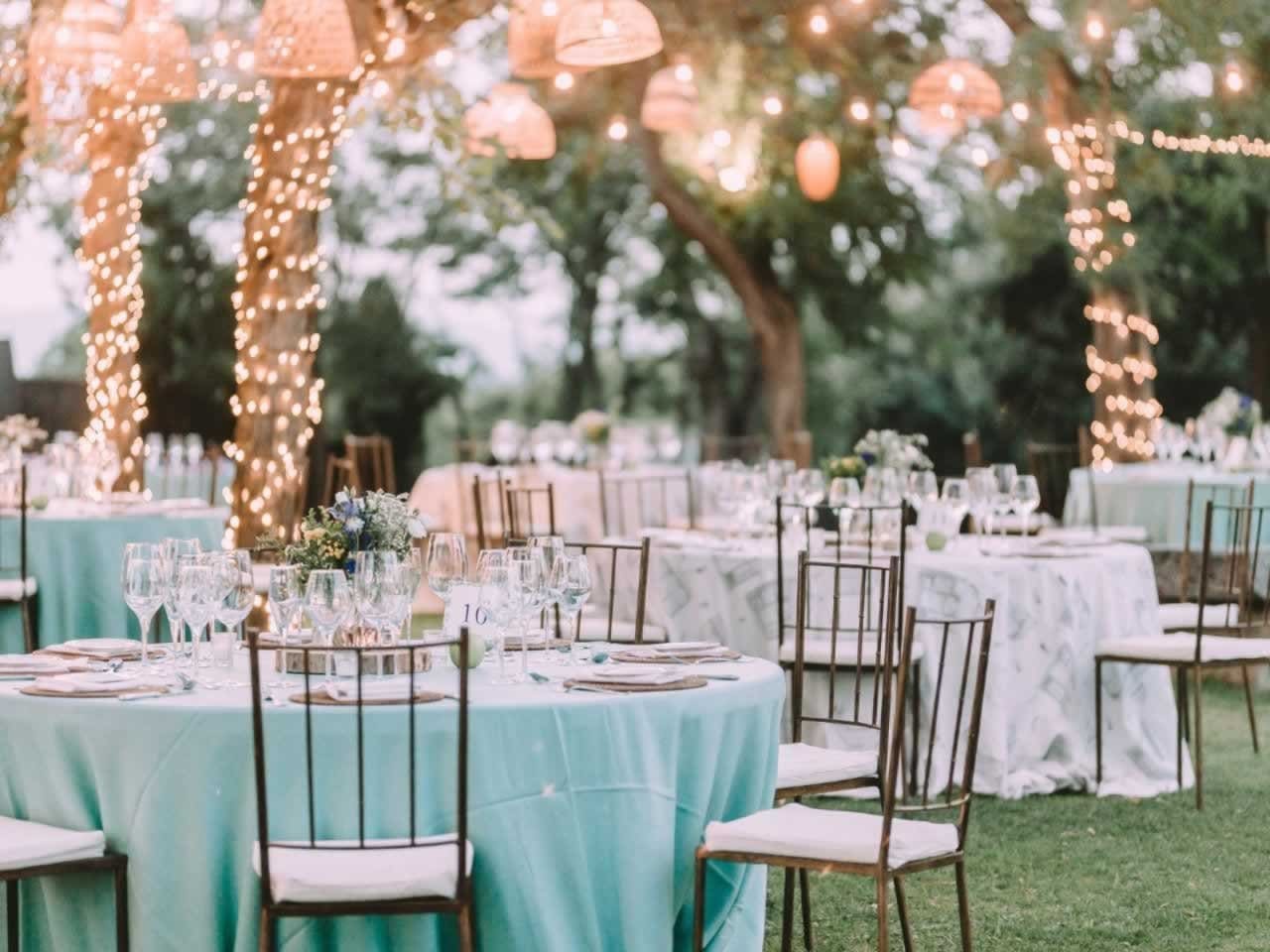 Outdoor vow renewal reception seating