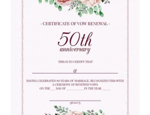 Vintage Floral 50th-Anniversary Vow Renewal Certificate
