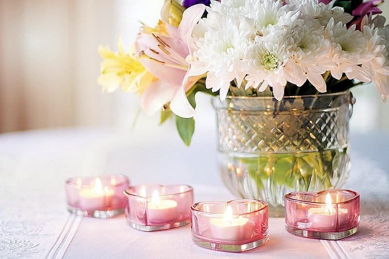 Lily and Chrysanthemum Centerpiece Vow Renewal