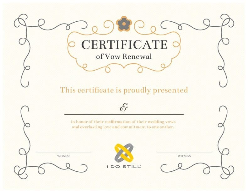 Ornate Certificate of Vow Renewal