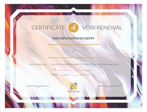 Purple & Orange Waves Certificate of Vow Renewal