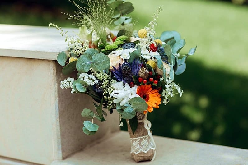 Vow renewal bouquet with eucalyptus