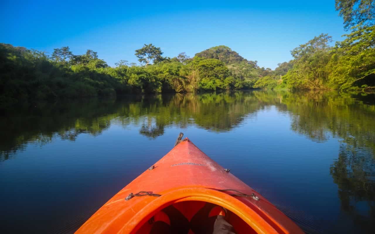 Kayak on a River in Belize