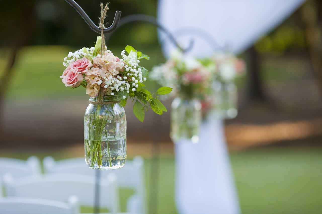 Rustic Theme Mason Jar Flowers