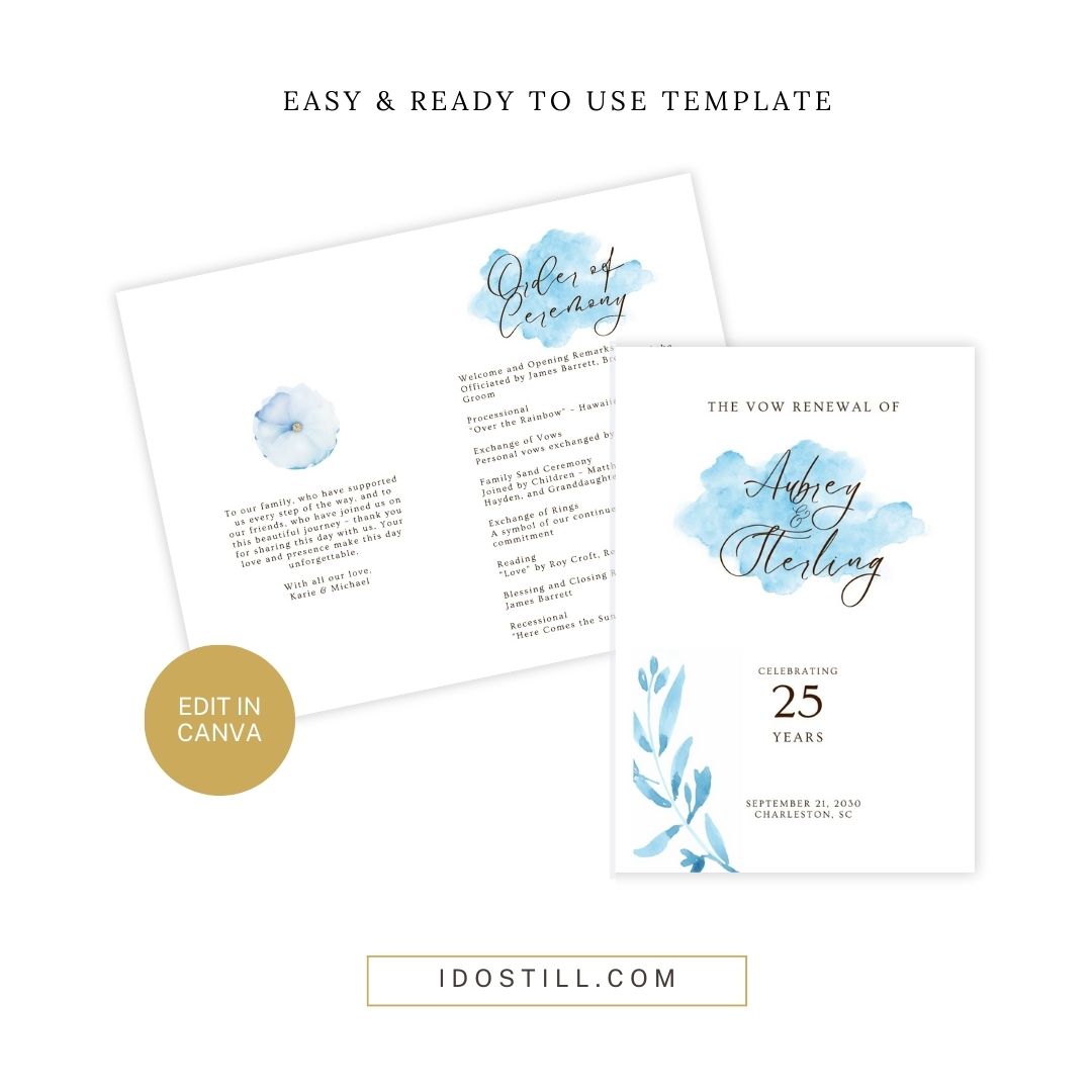 Blue Watercolor Ceremony Program
