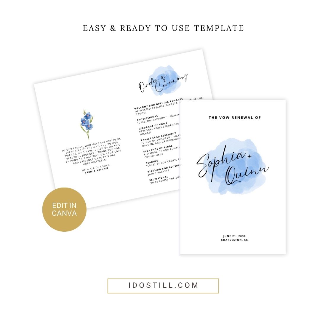 Blue Watercolor Ceremony Program