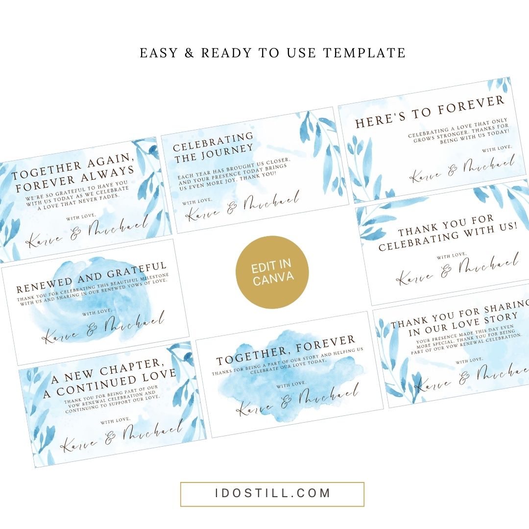 Blue Watercolor Floral Favor Tag