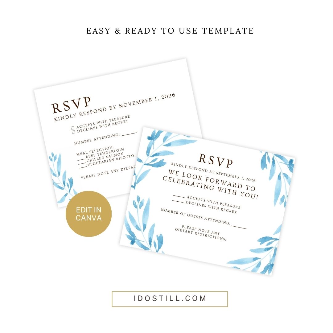 Blue Watercolor Floral RSVP