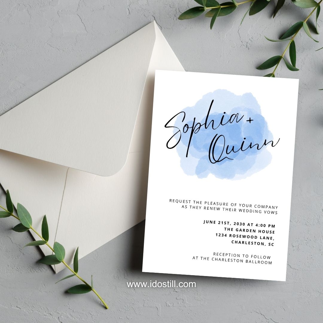 Blue Watercolor Invitation