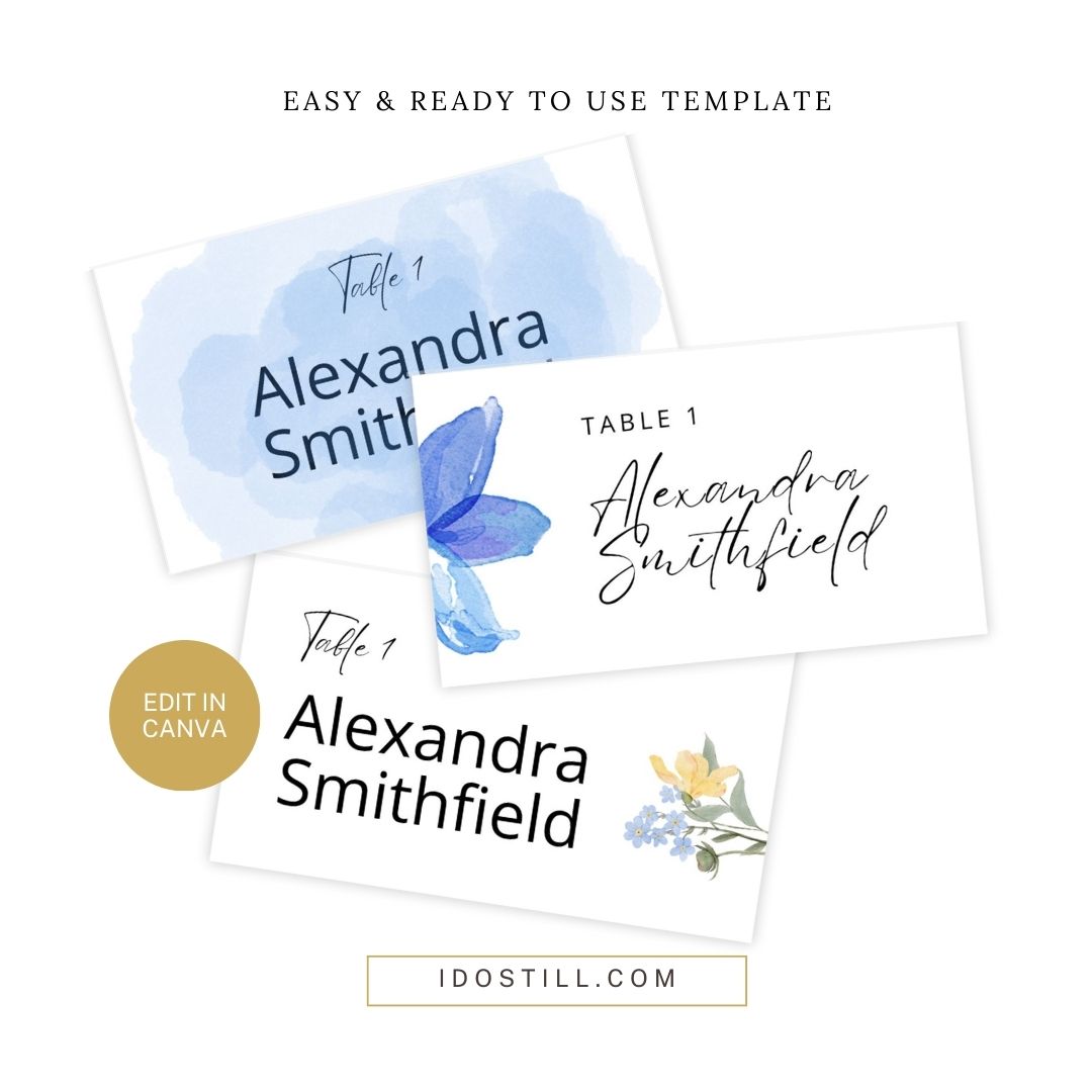 Blue Watercolor Placecard