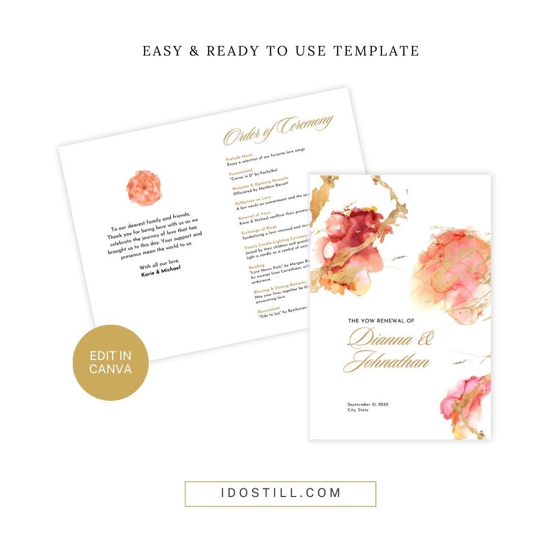 Bright Luxury Watercolor Ceremony Program