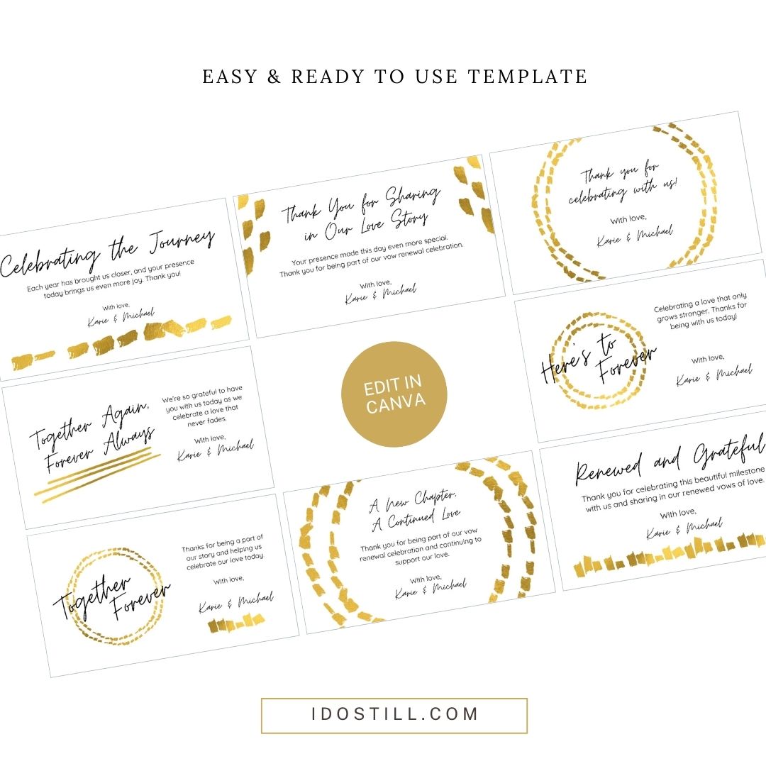 Casual Modern Gold Vow Renewal Favor Tags