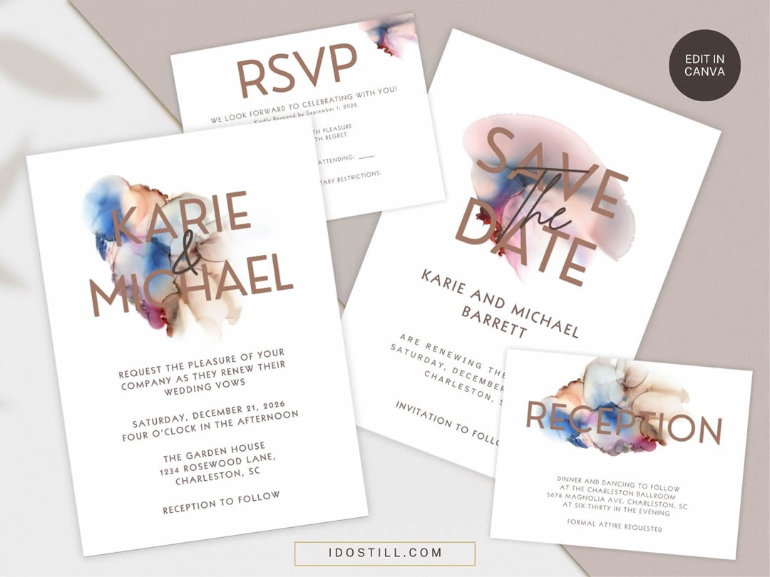 Modern Mocha Vow Renewal Invitation Mini Suite
