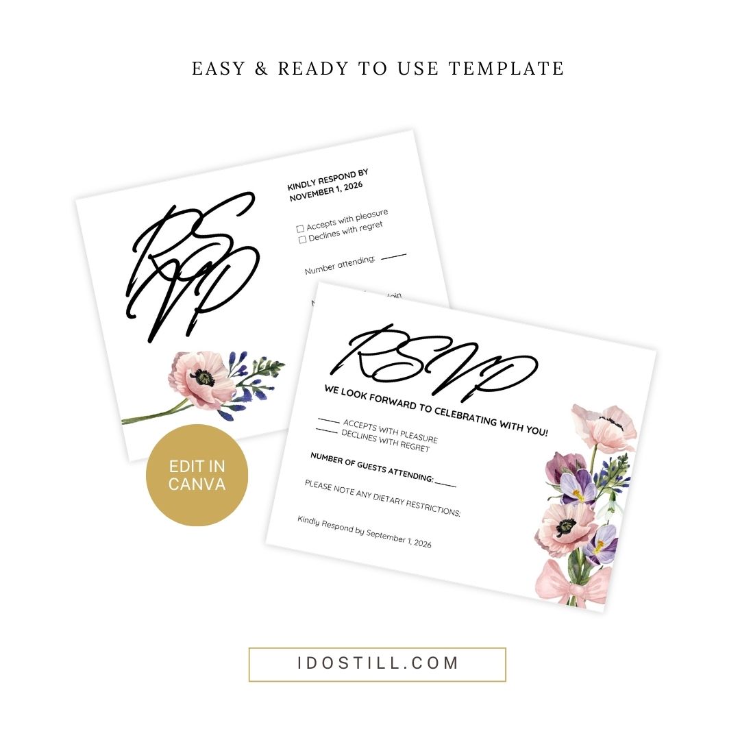 Pink Purple Watercolor Floral Vow Renewal RSVP