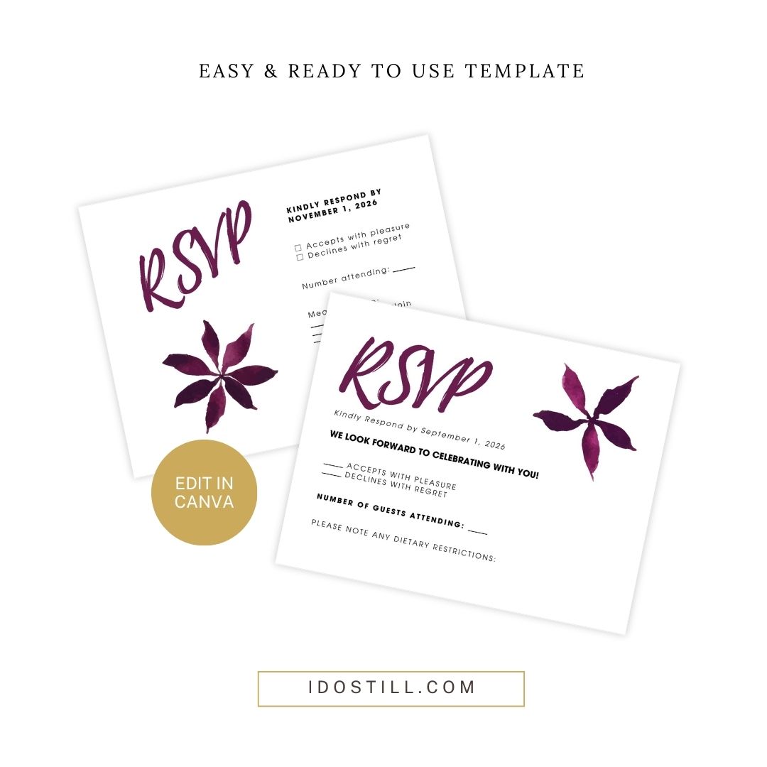 Plum Watercolor Fleur Vow Renewal RSVP