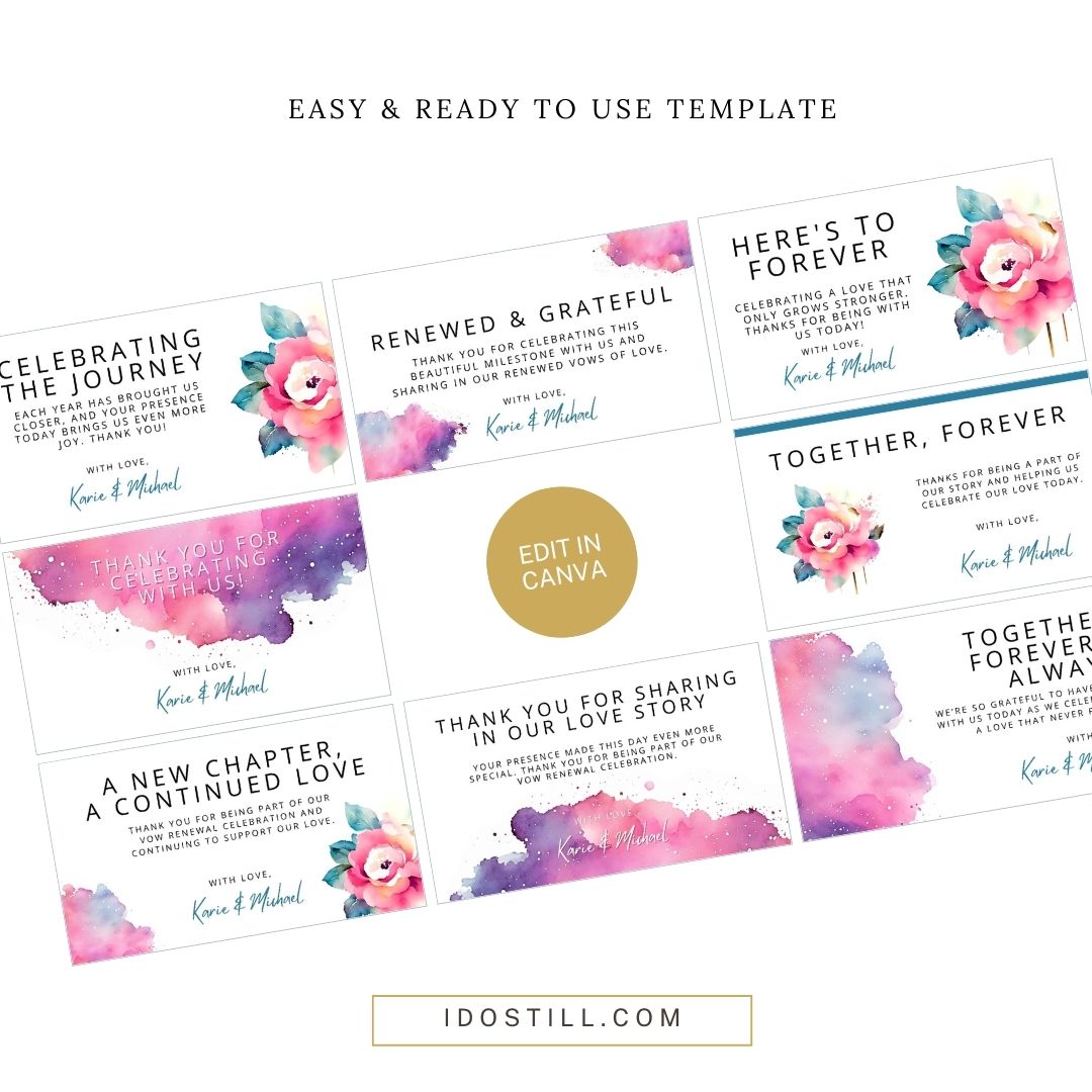 Watercolor Rose Vow Renewal Favor Tags