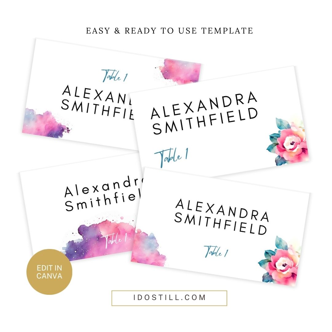 Watercolor Rose Vow Renewal Placecard
