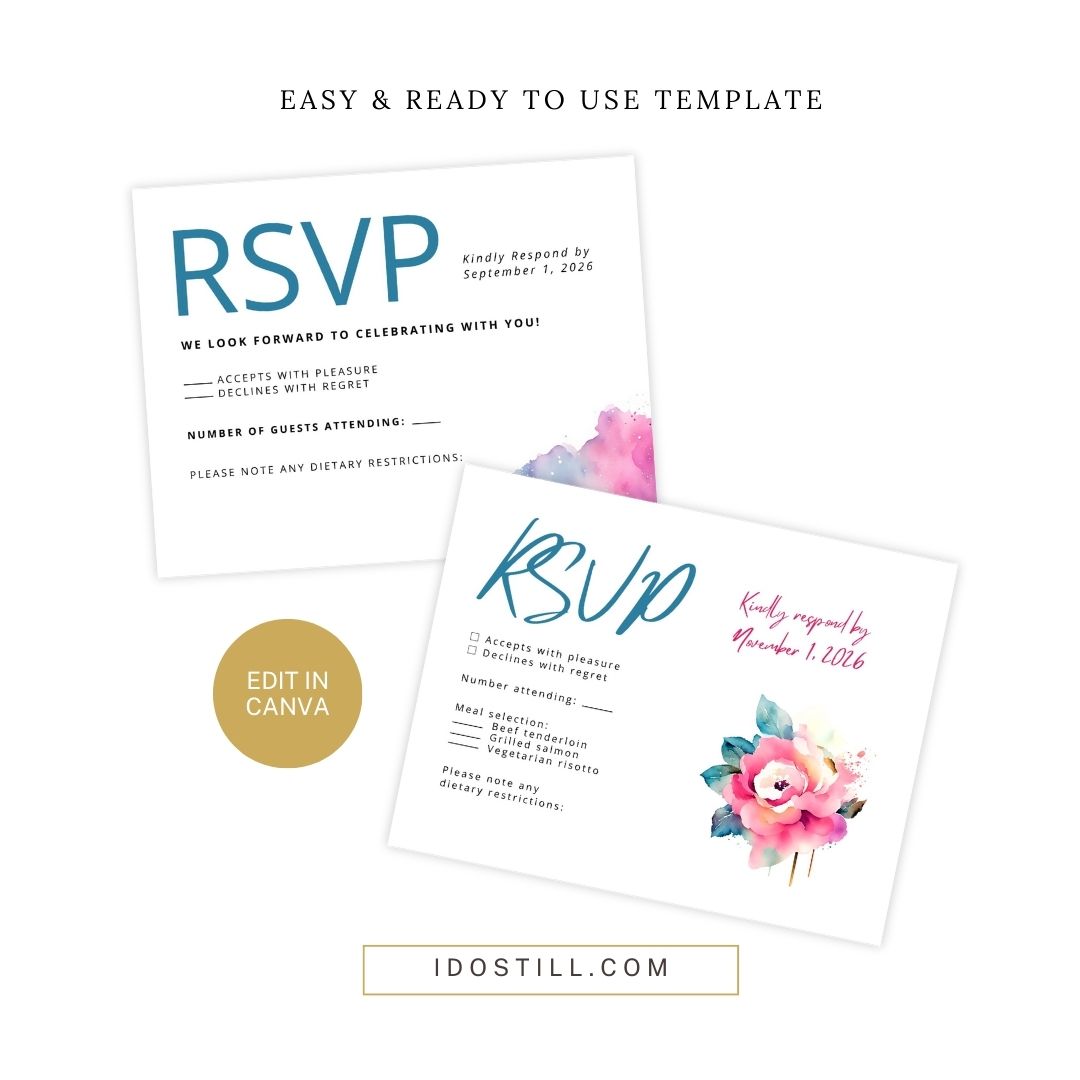 Watercolor Rose Vow Renewal RSVP